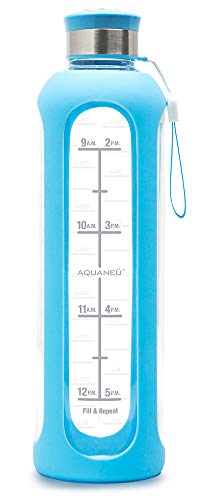 Glass water bottle with Time Measurements