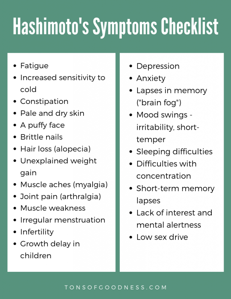 list of hashimoto's symptoms