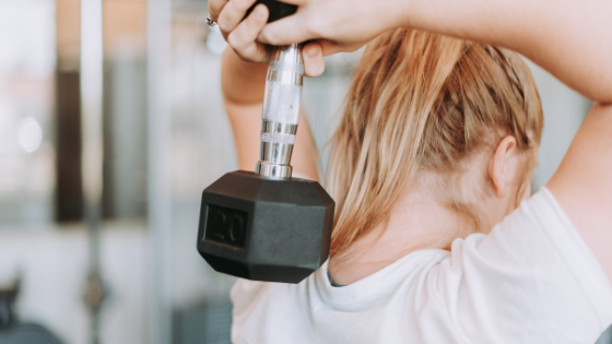 woman doing triceps exercise