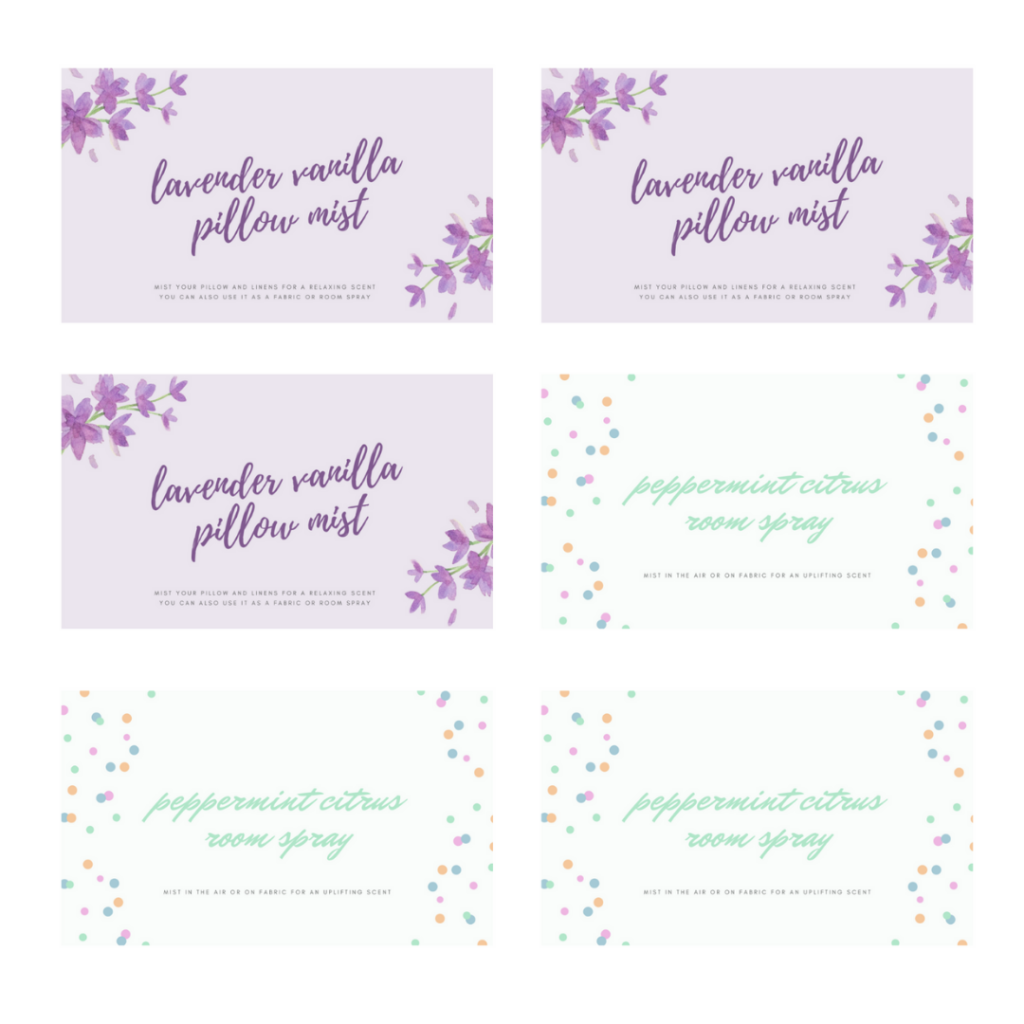 lavender vanilla pillow mist insert card