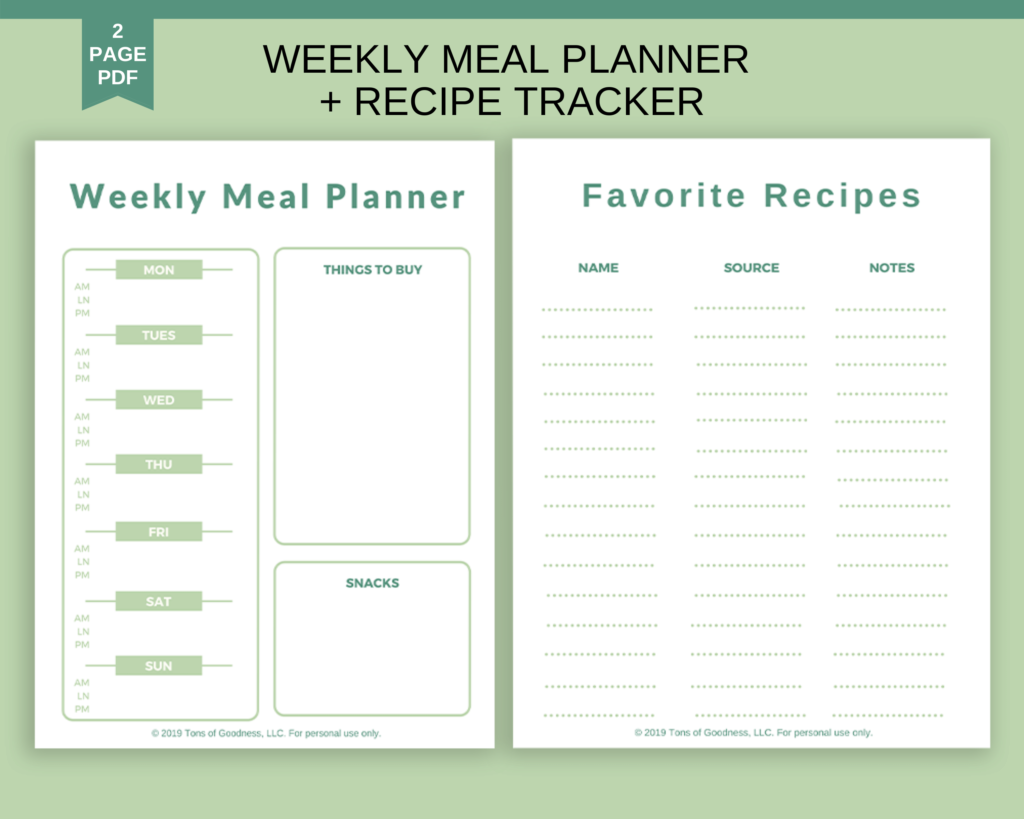 Weekly Meal PLanner & Recipe Tracker image