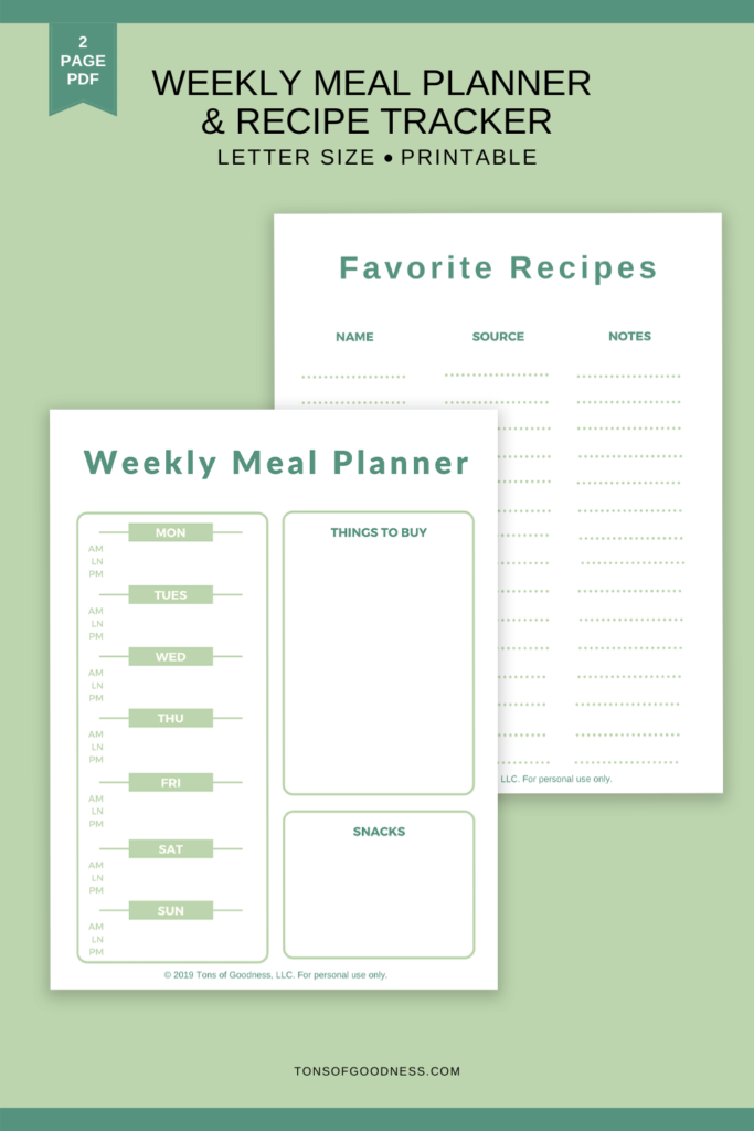 weekly meal plan template pdf printable