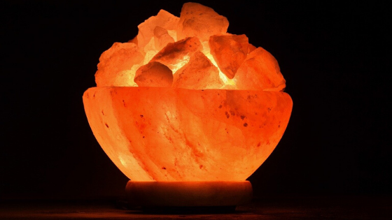 glowing Himalayan salt lamo