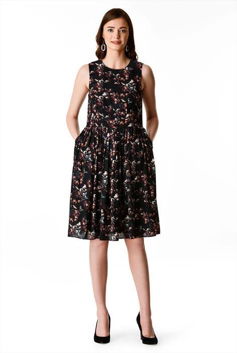 eshakti floral print crepe dress