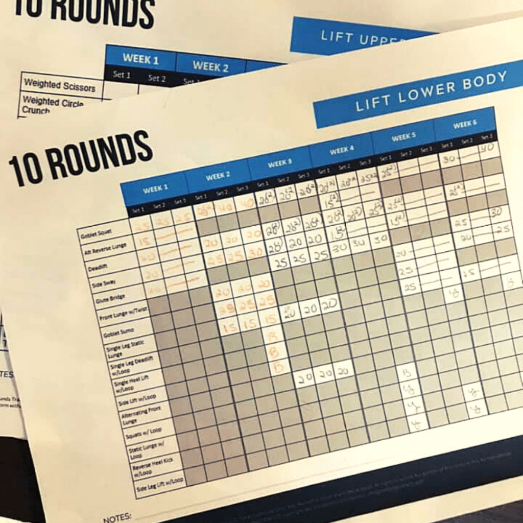 completed 10 rounds tracking sheet