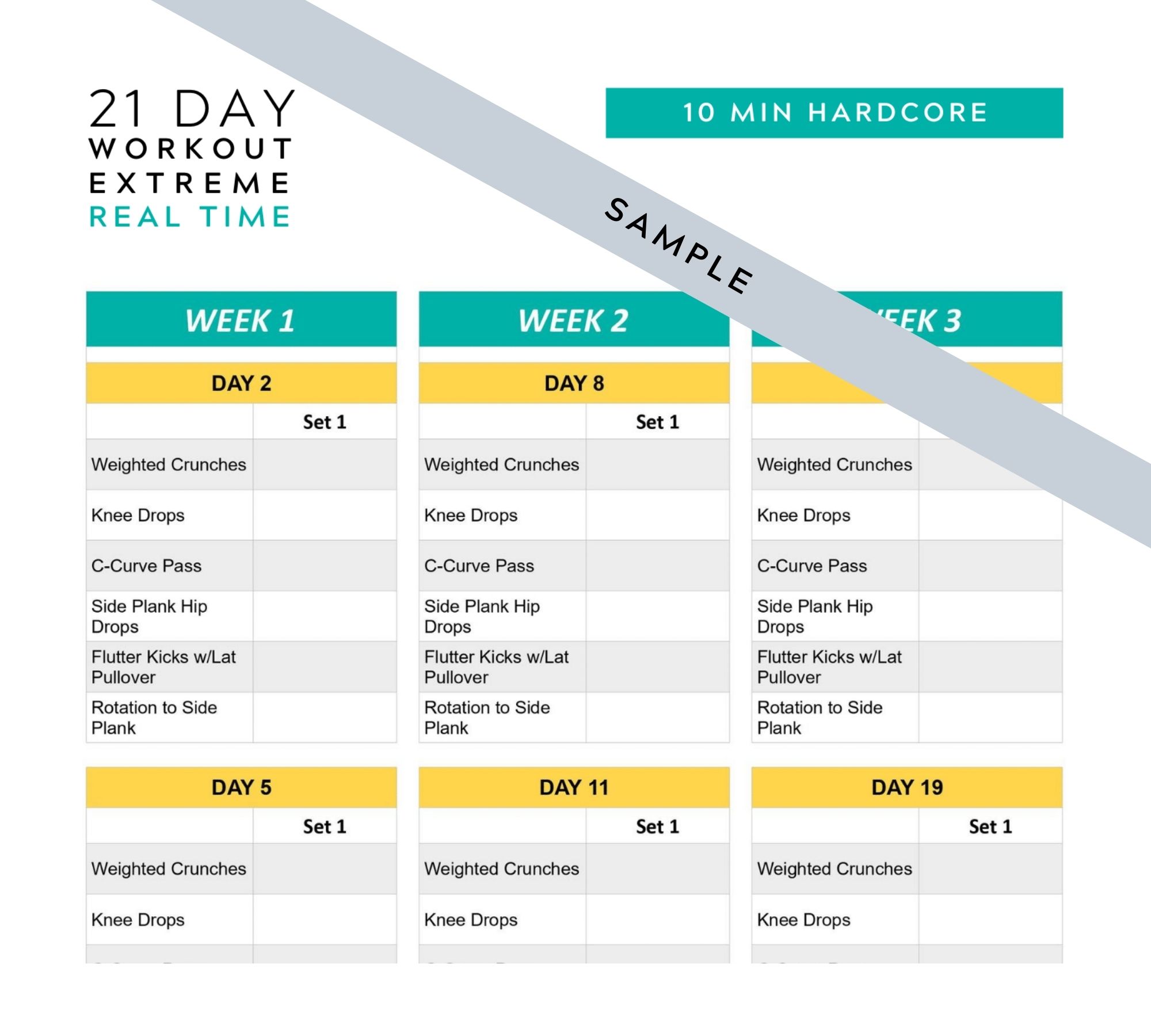 21 Day Fix Extreme Real Time Printable