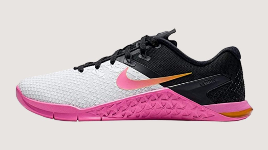 The Nike Metcon in White, Black, and Fushia.